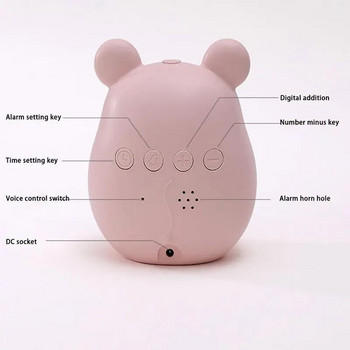 Χαριτωμένο ζώο Ξυπνητήρι σε σχήμα ποντικιού Ψηφιακό ρολόι αντίστροφη μέτρηση Ρολόι Χωρίς τικ Χαριτωμένο απλό σχέδιο Μικρό επιτραπέζιο ρολόι Σαλόνι