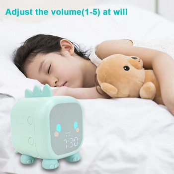 Παιδικό ρολόι LED δίπλα στο κρεβάτι Παιδικό Ξυπνητήρι Παιδικό Sleep Trainier Εμφάνιση θερμοκρασίας με φωνητικό έλεγχο Digital Cute Dinosaur