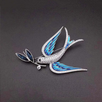 Vintage Rhinestone Swallow Καρφίτσα Καρφίτσα Κρυστάλλινο σμάλτο Bird Jewelry Καρφίτσες για Γυναικεία Κασκόλ Κλιπ Πουλί Καρφίτσα πέτο. Αγγλικός τόνος