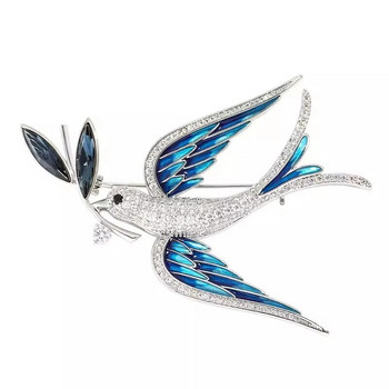 Vintage Rhinestone Swallow Καρφίτσα Καρφίτσα Κρυστάλλινο σμάλτο Bird Jewelry Καρφίτσες για Γυναικεία Κασκόλ Κλιπ Πουλί Καρφίτσα πέτο. Αγγλικός τόνος