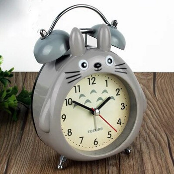 Карикатура Owl Mute Digital Wake Up Настолен часовник Сладък Totoro Ring Bell Метален спален кварцов будилник с нощна светлина