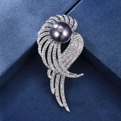 Sliver Color Crystal Pearl Pross Kaelusnõelad Siidist Sall Lukk Ülikonna jaoks Säravad Naiste Meeste Peoprossid Ehted