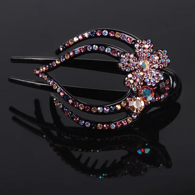 Populaarsed tsirkoonlilledega juuksenõelatarvikud naistele Retro-elegantne luksuslik akrüülist pardi suuklambriga peakate Ema ehted tiaara kingitus