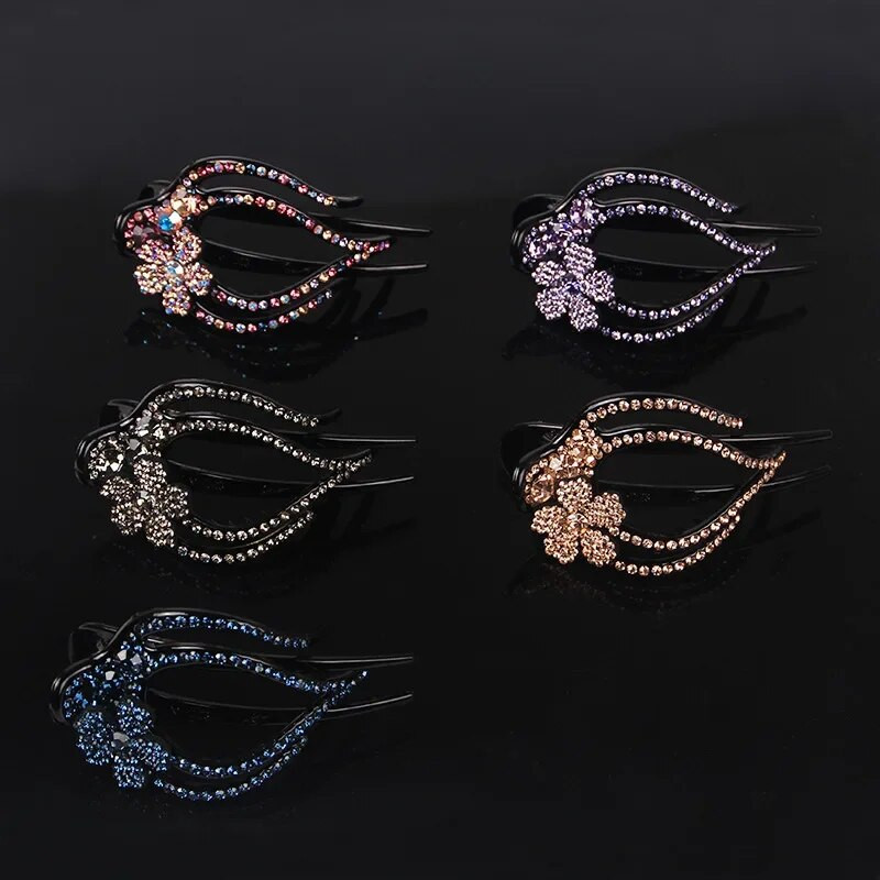 Populaarsed tsirkoonlilledega juuksenõelatarvikud naistele Retro-elegantne luksuslik akrüülist pardi suuklambriga peakate Ema ehted tiaara kingitus