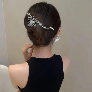 Модна проста течна щипка за коса с пеперуда Дамска ретро луксозна щипка за навита коса от висок клас Украса за глава Бижута Аксесоари Подарък