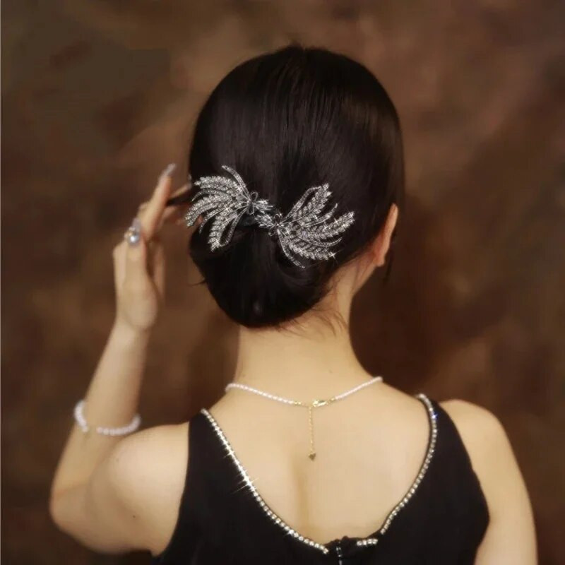 Populiarūs kviečių spygliuočių žiedai „Lazy Man Hair Stick“ plaukų aksesuarai moterims Retro prabangūs „Twist Clip“ galvos apdangalai „Mama Papuošalai“ plaukų segtukas