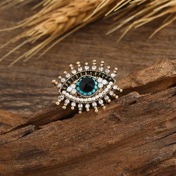 Малки кристали Черно-бели Evil Eye брошки за жени Сплав от симулирана перла за яка игли Подаръци Аксесоари за дамско облекло