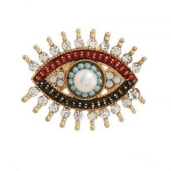 Малки кристали Черно-бели Evil Eye брошки за жени Сплав от симулирана перла за яка игли Подаръци Аксесоари за дамско облекло