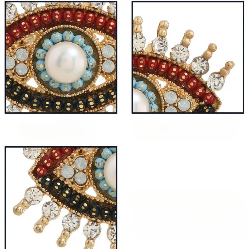 Mali crno-bijeli broševi za urokljive oči s dijamantima za žene Legure simuliranih bisernih očiju Igle za ovratnike Pokloni Ženski odjevni dodaci