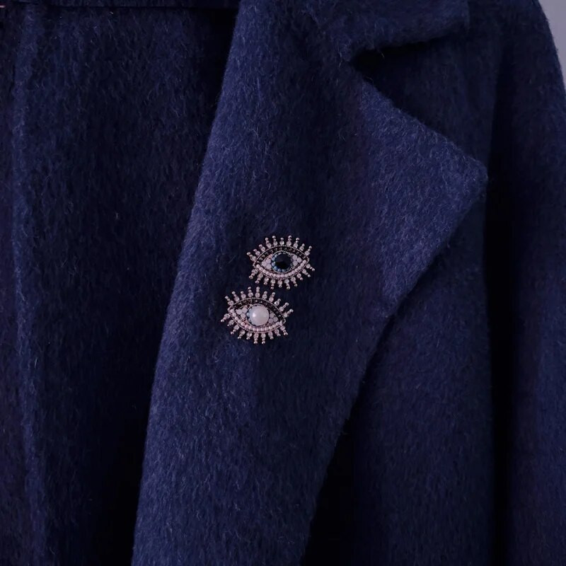 Mali crno-bijeli broševi za urokljive oči s dijamantima za žene Legure simuliranih bisernih očiju Igle za ovratnike Pokloni Ženski odjevni dodaci