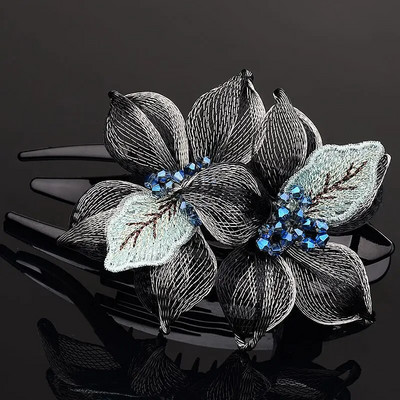 Elegantne kudumine vasktraadist lillelised juuksenõelad juuste aksessuaarid naistele seljaaju lusikas akrüülist pääsusaba klambriga peakatted ehted