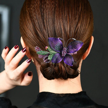 Елегантна ръчно изработена тъкана пеперуда фиби Аксесоари за коса Дамски ретро луксозен кристал Пролетна щипка Шапки Бижута Булката Тиара