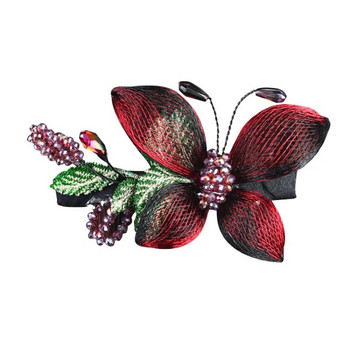 Елегантна ръчно изработена тъкана пеперуда фиби Аксесоари за коса Дамски ретро луксозен кристал Пролетна щипка Шапки Бижута Булката Тиара