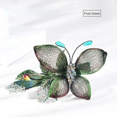 Κομψά χειροποίητα υφαντά αξεσουάρ μαλλιών φουρκέτα πεταλούδας Γυναικεία ρετρό πολυτελή κρυστάλλινα κλιπ κεφαλής Κόσμημα Νυφική Τιάρα