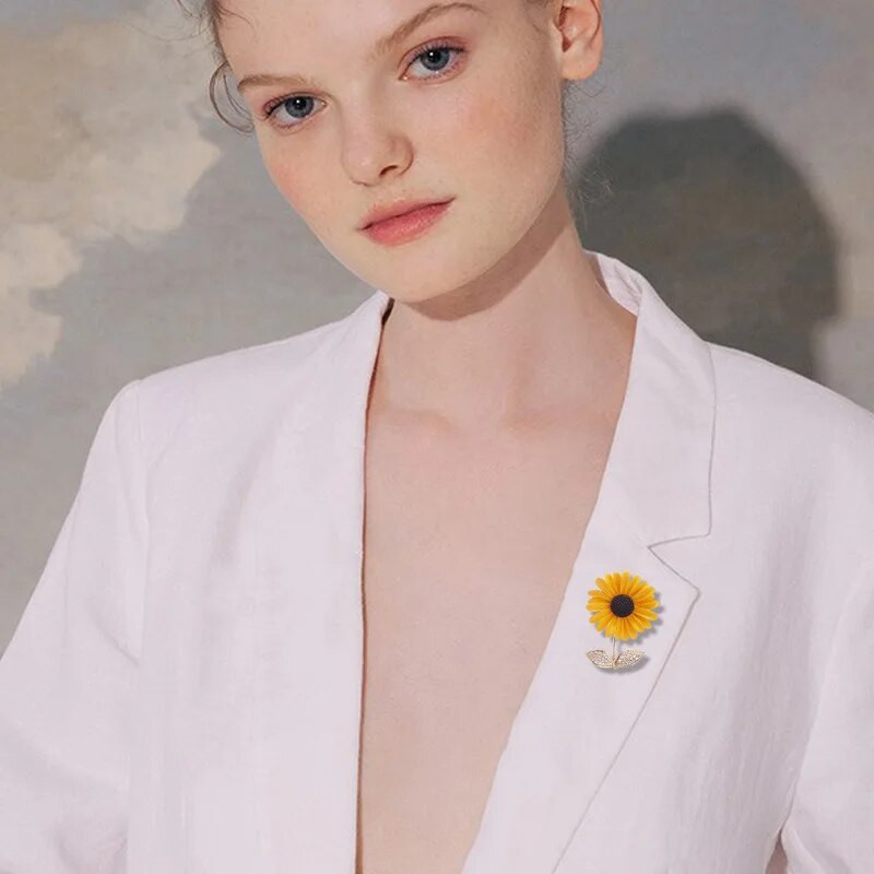 Slatki džemper u obliku suncokreta Broševi Visokokvalitetni cvjetni dodaci za igle za kapute Žensko luksuzno odijelo Koržaž Dekolte Nakit Ornament