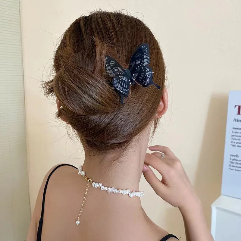 Mados paprastas tamsus drugelis plaukų segtukas moterims šventinės dovanos retro gotikos plaukų aksesuarai mergaitėms galvos apdangalai papuošalai didmeninė prekyba