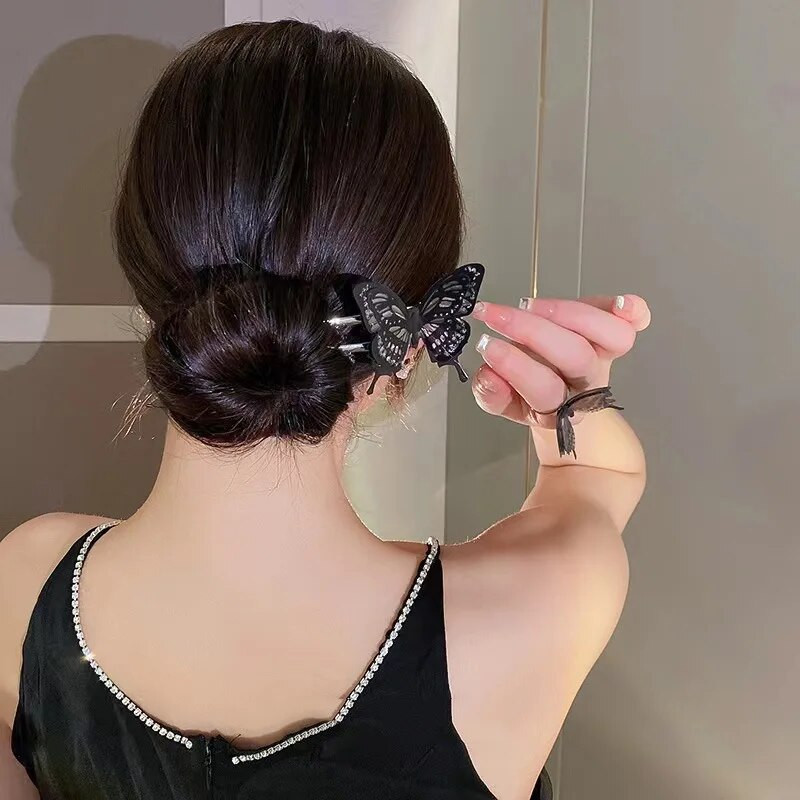 Mados paprastas tamsus drugelis plaukų segtukas moterims šventinės dovanos retro gotikos plaukų aksesuarai mergaitėms galvos apdangalai papuošalai didmeninė prekyba