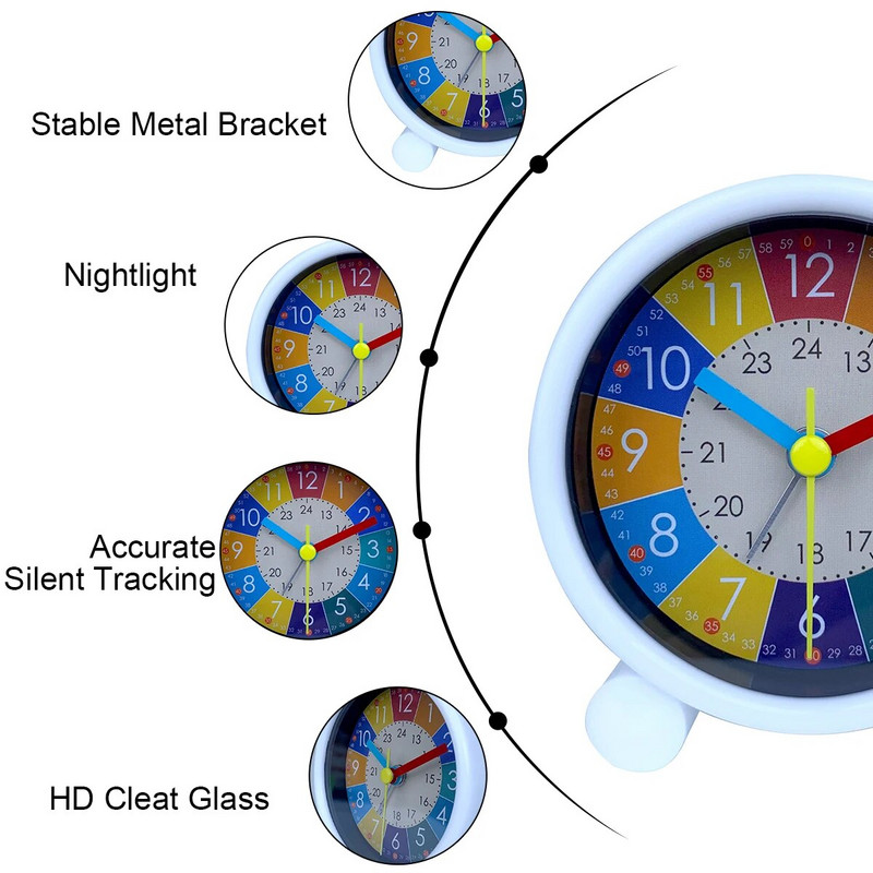 Χαριτωμένο Παιδικό Εκπαιδευτικό Ξυπνητήρι Επιτραπέζιο Υπνοδωμάτιο Early Education Small Animal Round Mute for Boy Girls Διακόσμηση σπιτιού