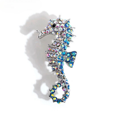 Hotsale Beautiful Blue Crystal Rhinestone Seahorse Καρφίτσα για Γυναικείες Παλτό ζωικής καρφίτσας Αξεσουάρ καρφίτσας κοσμημάτων