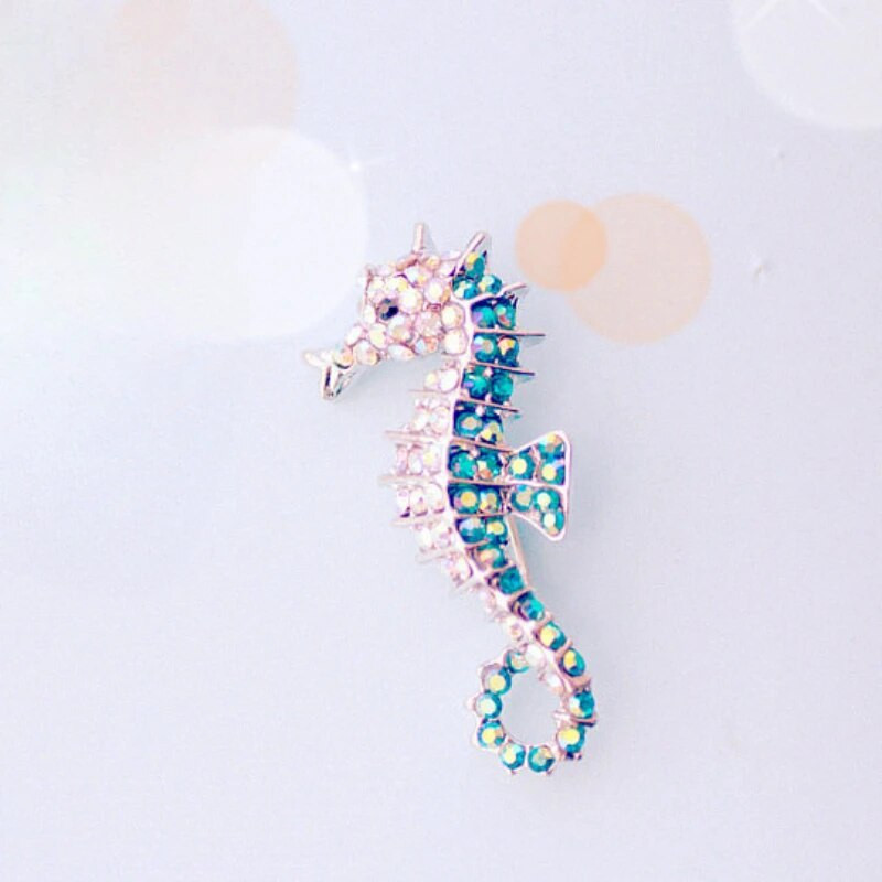 Hotsale Beautiful Blue Crystal Rhinestone Seahorse Καρφίτσα για Γυναικείες Παλτό ζωικής καρφίτσας Αξεσουάρ καρφίτσας κοσμημάτων
