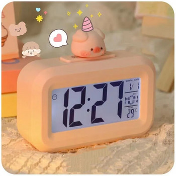 Мини музикален цифров будилник с подсветка Температура Седмица Месец Показване на дата Отлагане Настолни настолни часовници 12/24H LED часовник