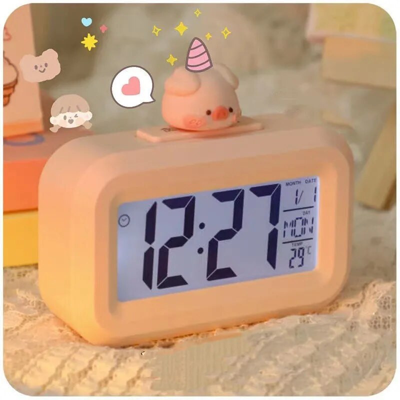 Mini muzikos skaitmeninis žadintuvas su foniniu apšvietimu Temperatūra Savaitė Mėnuo Data Ekranas Snausti Staliniai staliniai laikrodžiai 12/24h LED laikrodis
