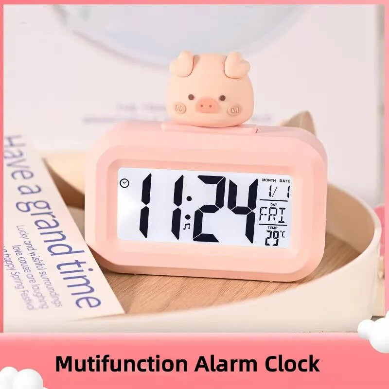 Mini muzikos skaitmeninis žadintuvas su foniniu apšvietimu Temperatūra Savaitė Mėnuo Data Ekranas Snausti Staliniai staliniai laikrodžiai 12/24h LED laikrodis