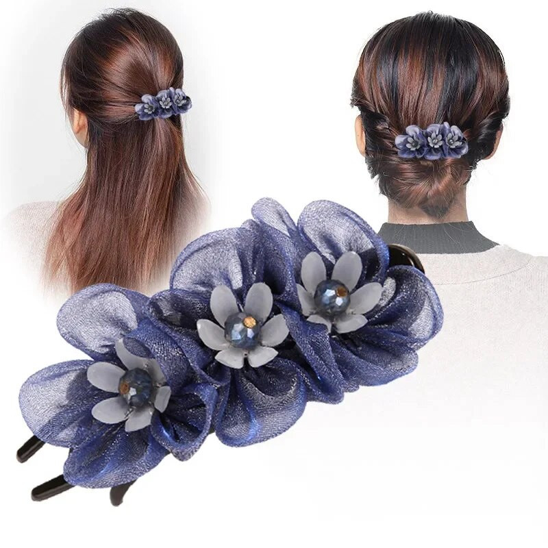 Μόδα νήματα από μεταξωτό λουλούδι φουρκέτα αξεσουάρ μαλλιών για γυναίκες Ρετρό κομψά καλύμματα κεφαλής με κλιπ πάπιας Κοσμήματα μαμάς Τιάρα Γιορτινό δώρο