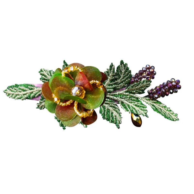 Elegantne lõngast lilledest lehtedest juuksenõelad juuste aksessuaarid naistele Retro pea tagaosa Horsetail Spring Clip Peakatted Ehted Tiara