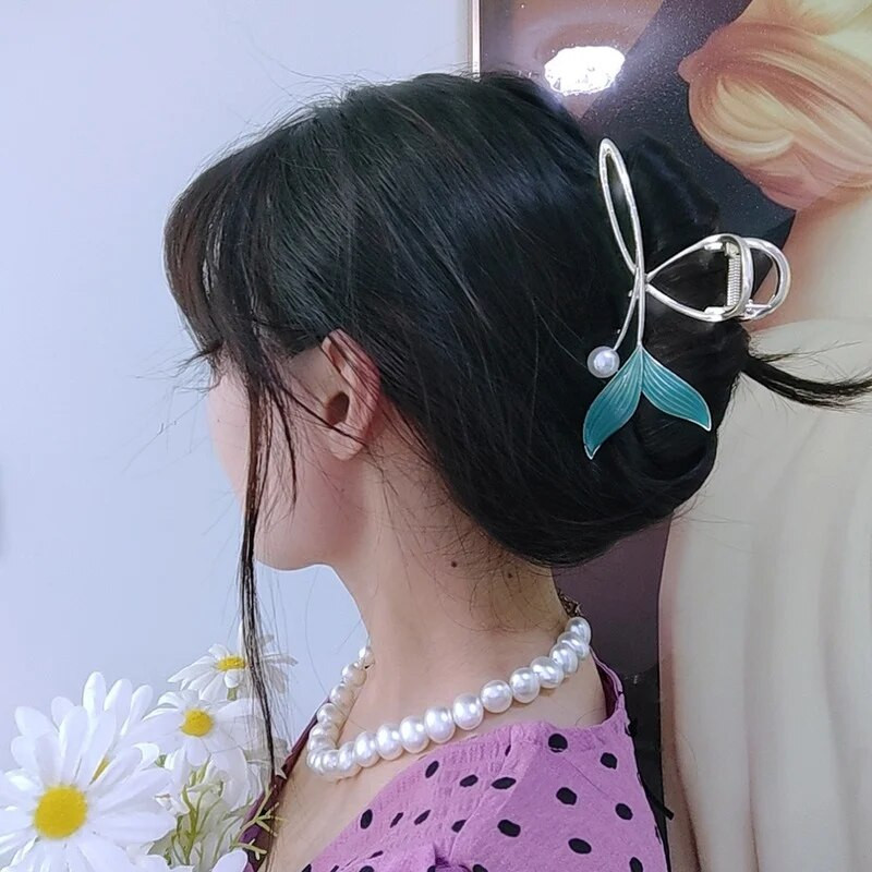 Modni plavi riblji rep, kopča za kosu, ženski dodaci za kosu, vintage zlatne boje, stražnja glava, morski pas, kopča, vrhunski osjetljivi ukosnica nakit