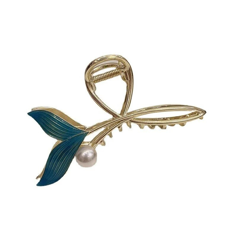 Modni plavi riblji rep, kopča za kosu, ženski dodaci za kosu, vintage zlatne boje, stražnja glava, morski pas, kopča, vrhunski osjetljivi ukosnica nakit