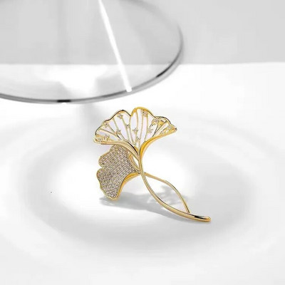 Elegantas Ginkgo Lapu saktas Sievietēm Kristāla skaistuma piespraudes piespraude Vintage korsāža Sieviešu ballītei Kāzu Rotaslietas Dāvanas