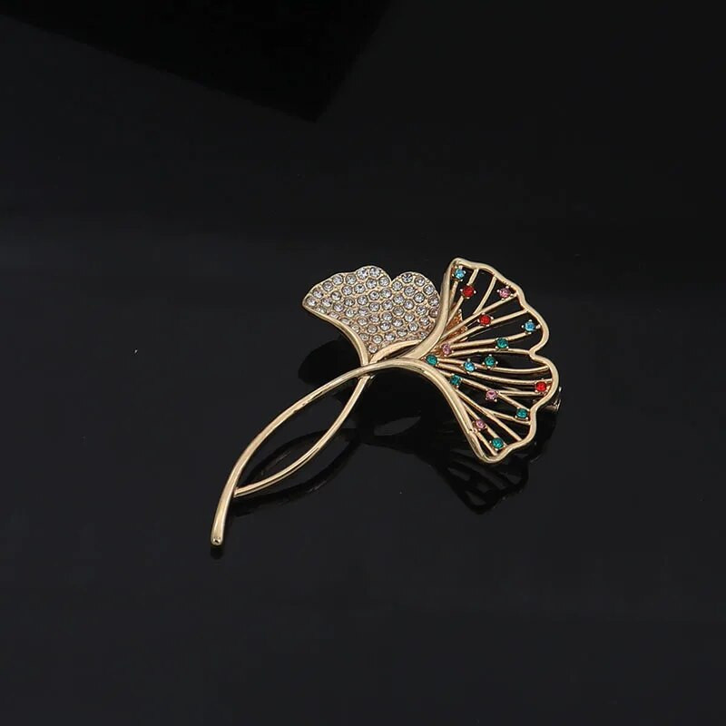 Elegantas Ginkgo Lapu saktas Sievietēm Kristāla skaistuma piespraudes piespraude Vintage korsāža Sieviešu ballītei Kāzu Rotaslietas Dāvanas