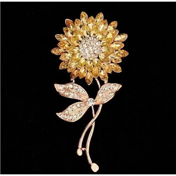 Νέες ντελικάτες Zircon Sunflower Daisy καρφίτσες Γυναικείες 3 Χρώματα Φυτά λουλουδιών από στρας Καρφίτσα Pin Party Μοντέρνα Κομψά κοσμήματα