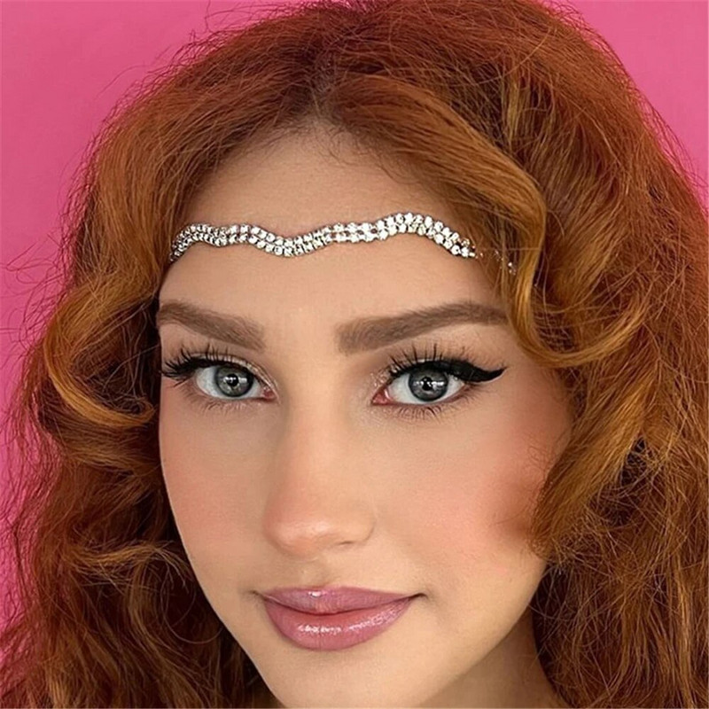 Νύφη Διπλή Αλυσίδα Μαλλιά Rhinestone Γυναικείο Γαμήλιο Δείπνο Χορός Super Flash Κρυστάλλινη αλυσίδα για τα μαλλιά Εξαιρετικό δώρο κοσμημάτων