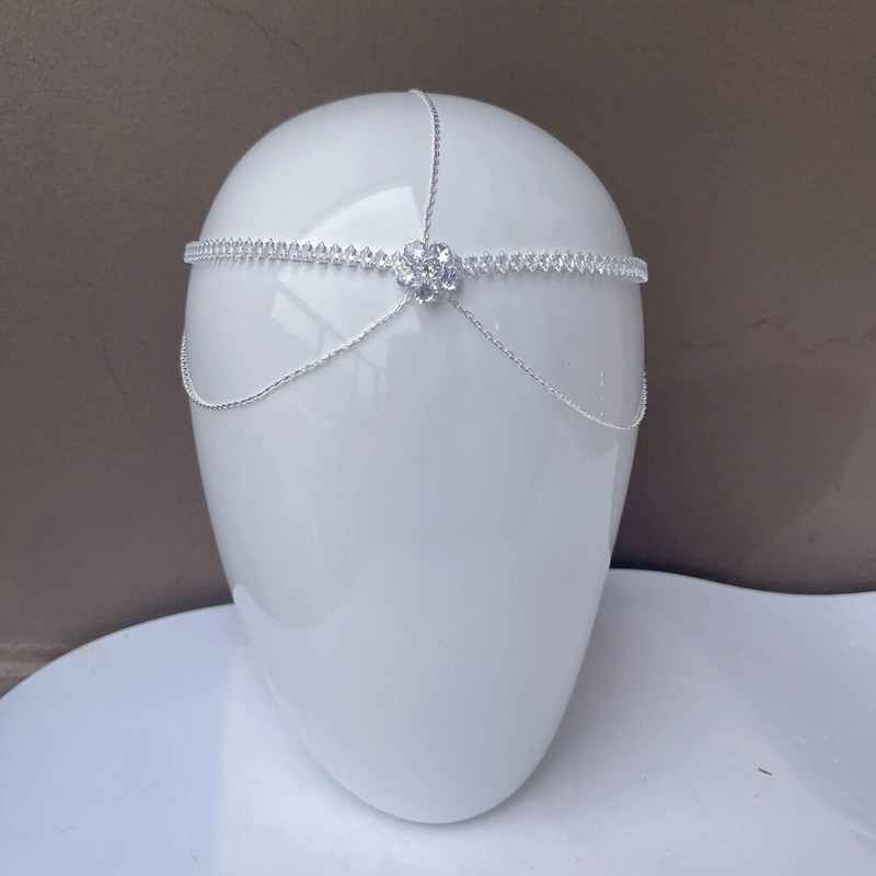 Delikatni cvjetni lanac za glavu s vještačkim kamenčićima Traka za glavu za mladenke Tijara Vjenčani lanac za kosu Bohemia Nakit za pokrivala za mladenke