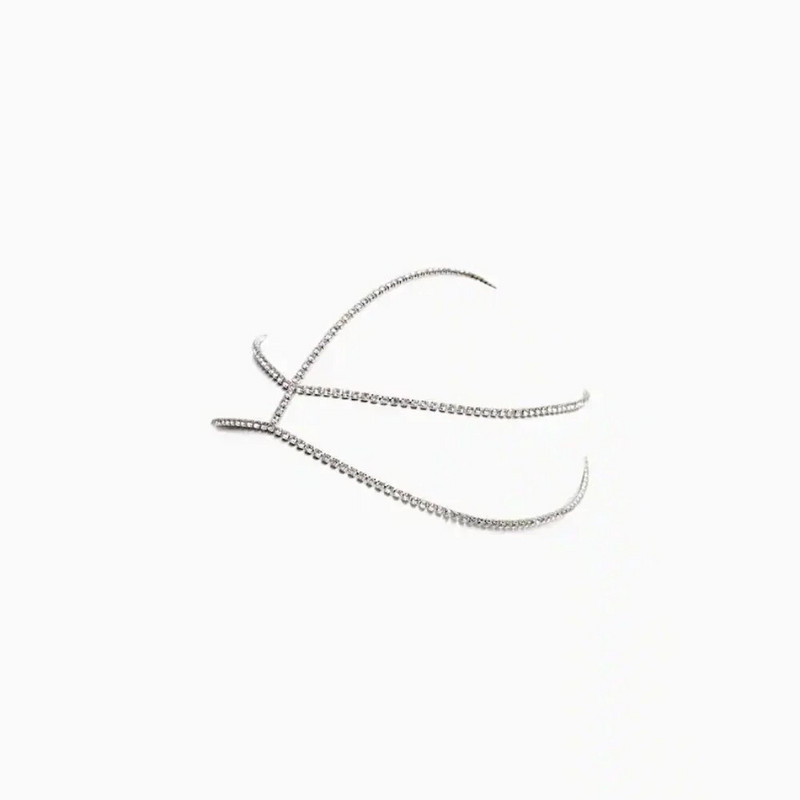 Bling Crystal Big Rhinestone Hair Band Ασημένιο Χρώμα για Γυναικεία Απλό Σταυρωτό Κόσμημα Νυφικής Τιάρας Γάμου