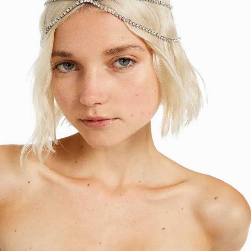 Bling Crystal Big Rhinestone Hair Band Ασημένιο Χρώμα για Γυναικεία Απλό Σταυρωτό Κόσμημα Νυφικής Τιάρας Γάμου