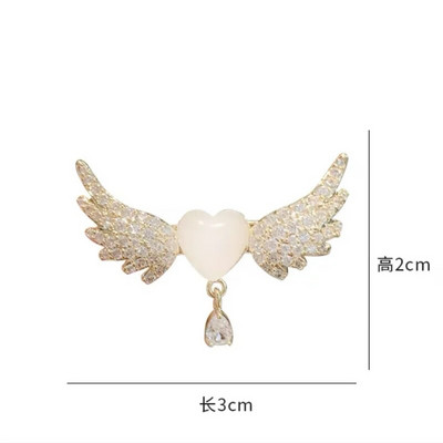 Broșă cu aripi de inimă Corsaj minunat Accesorii pentru costume de lux din zircon Aripi de înger dragoste Decolteu Cataramă anti-explozie