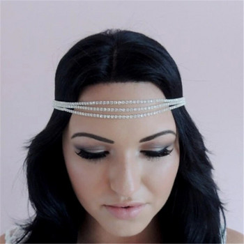 INS Fashion Multilayer Rhinestone Forehead Chain Boho Ladies Fashion Shiny Crystal Head Chain Аксесоари за коса Бижута на едро