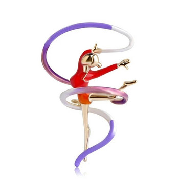 Gymnastics Whirling Dancing Girls Κορδέλα καρφίτσα Ρούχα Αξεσουάρ Καρφίτσες από σμάλτο σε χρυσό χρώμα Γυναικεία κοσμήματα καρφίτσες