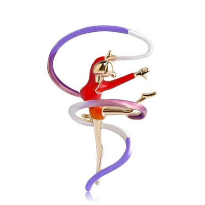 Gimnastika Kovitlanje Plesice Djevojke Vrpca Broš Odjevni dodaci Emajlirani broševi zlatne boje Dame Žene Igle za nakit