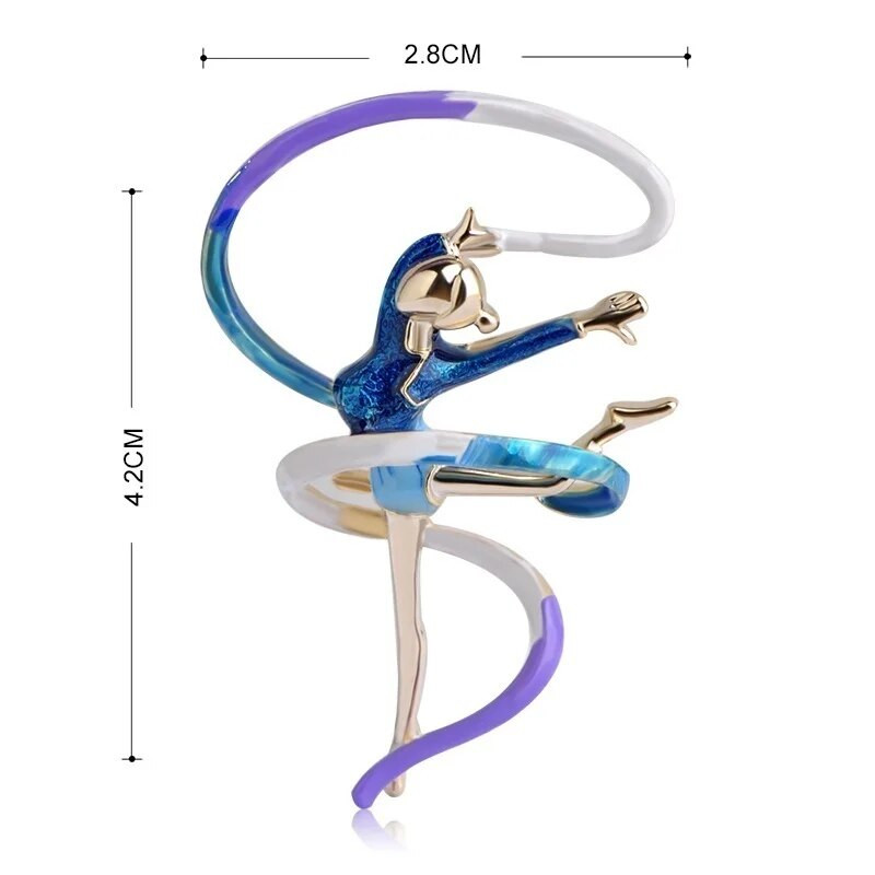 Gimnastika Kovitlanje Plesice Djevojke Vrpca Broš Odjevni dodaci Emajlirani broševi zlatne boje Dame Žene Igle za nakit