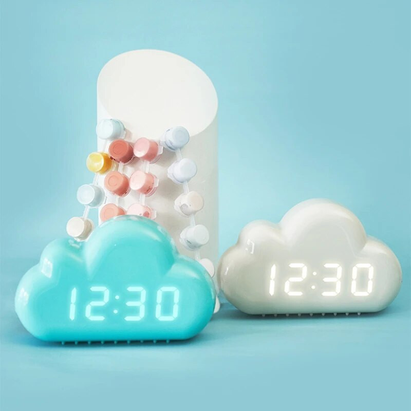 Pilveäratuskell Digitaalne lastekell LED-laua hääljuhtimine Äratustoitega USB-elektroonilised kellad laua seinakaunistuseks 벽시계