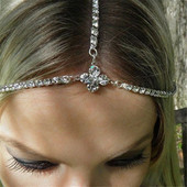 Elegant Fashion Bling Rhinestone Bit Chain Boho Ladies Party Dinner Shining Crystal Forehead Chain Εξαιρετικά κοσμήματα Χονδρική