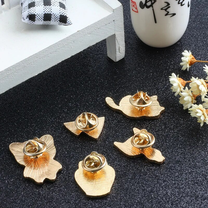 5Pcs/Set Slatke Pande Emajl Broševi Igle Smiješne Velike Oči Mačke Crtić Lazy Mews Black Mountain Značke Traper Nakit Poklon za djecu