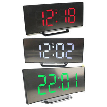 Електронен будилник Безшумен дизайн Цифров LED голям дисплей Огледало Електронен часовник Цифров будилник LED огледални часовници