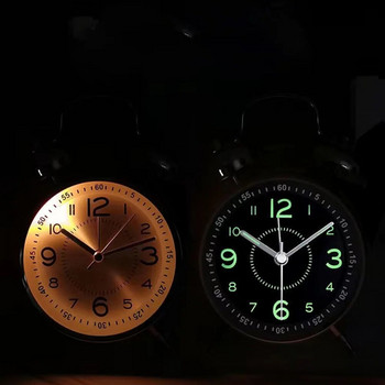 Винтидж метален будилник Студентски светещ заглушен творчески прост нощен часовник Нетиктакащ силен акумулаторен часовник със светлина