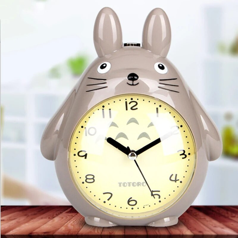 Dječji studentski modni slatki crtani Totoro s dvostrukom glazbom Budilica uz krevet Mute Sweeping Night Light Snooze Clock Baterija