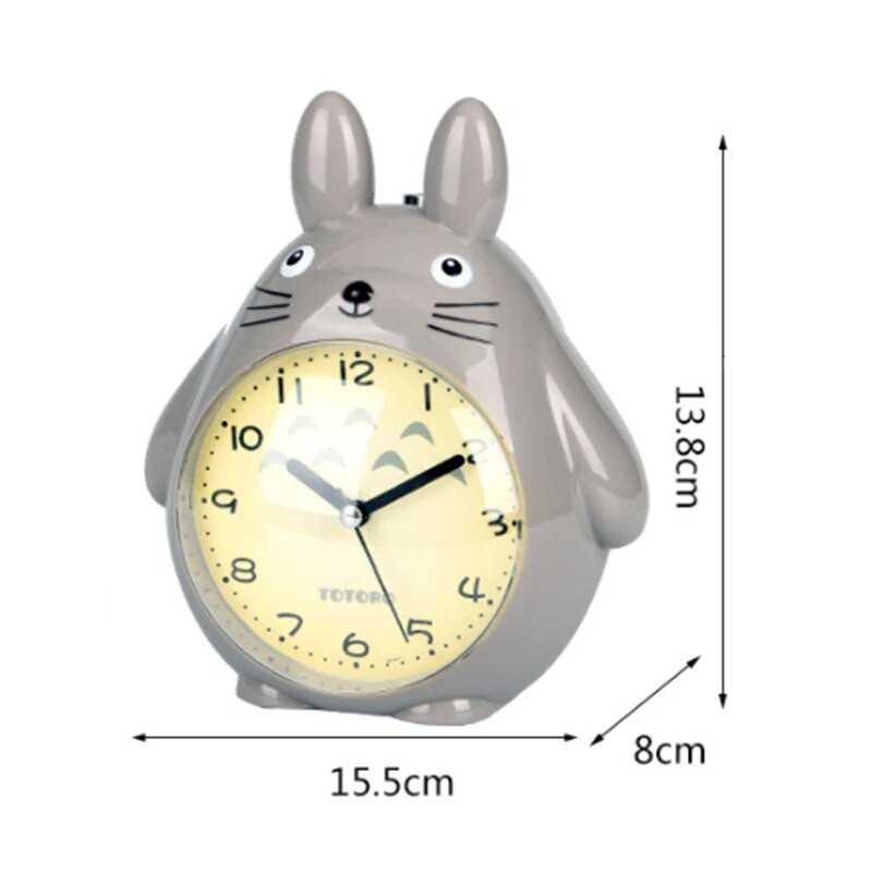 Dječji studentski modni slatki crtani Totoro s dvostrukom glazbom Budilica uz krevet Mute Sweeping Night Light Snooze Clock Baterija
